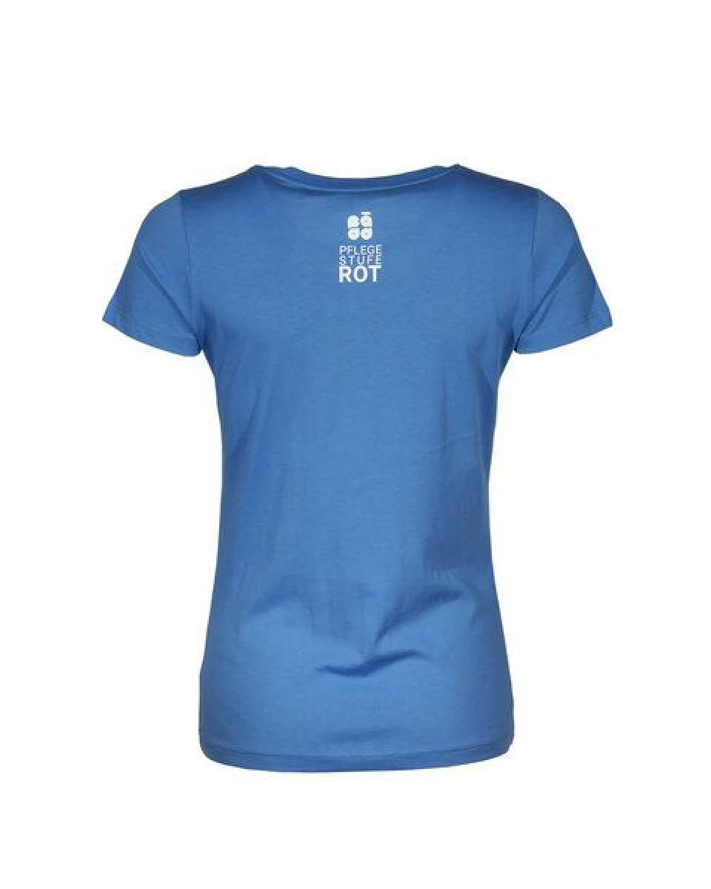FÄDD Damen T-Shirt Rundhals aus Bio-Baumwolle "Pflegestufe Rot BT" Blau – Ansicht 3