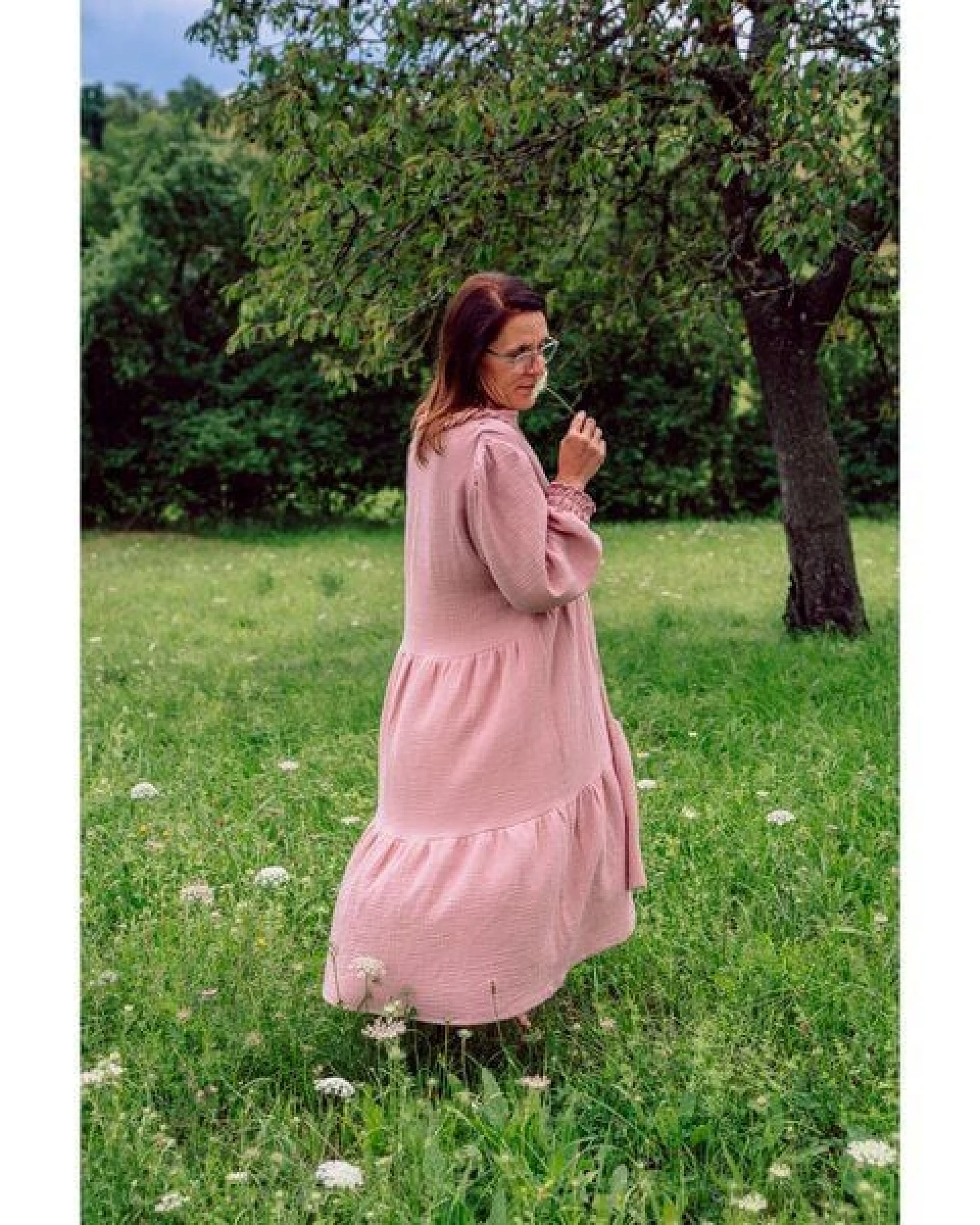 Hutch&Putch Musselin Kleid - Maxikleid - Sommerkleid - 100% Bio-Baumwolle - Rüschen Kragen - elastischer Bund - trendige Volants – Ansicht 3