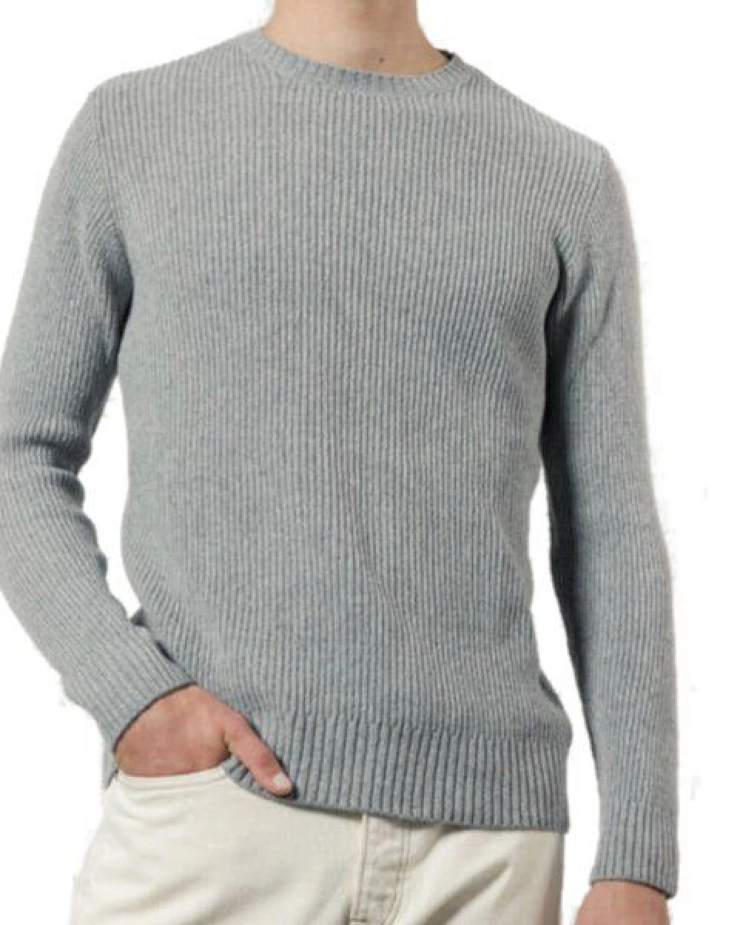 Rifò - Circular Fashion Made in Italy Herrenpullover Carlo aus recycelter Kaschmirwolle – Ansicht 2