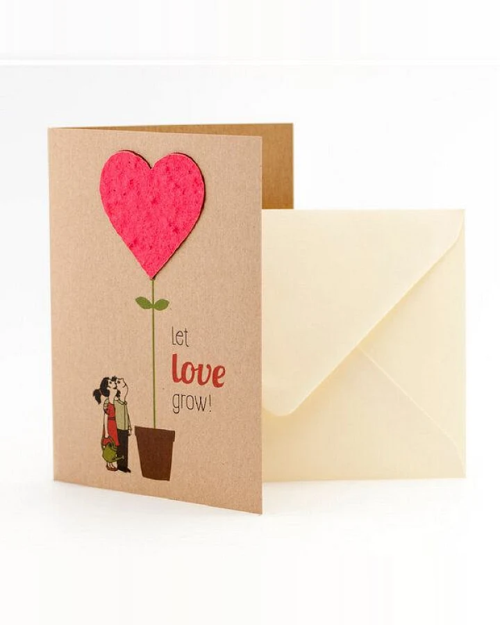 Die Stadtgärtner Grußkarte 'Let Love Grow' mit Saatpapier I Liebesgruß mit Blumenstrauß