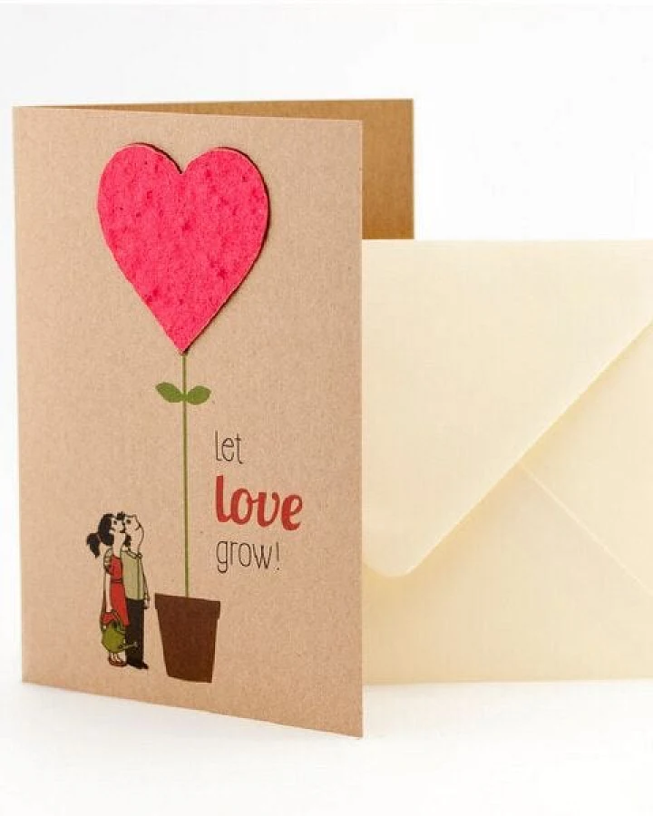 Die Stadtgärtner Grußkarte 'Let Love Grow' mit Saatpapier I Liebesgruß mit Blumenstrauß
