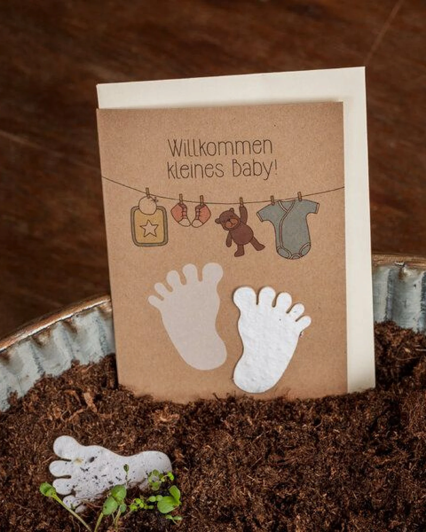 Die Stadtgärtner Grußkarte mit Saatpapier I Schöne Karte zur Geburt Mädchen & Junge – Ansicht 2