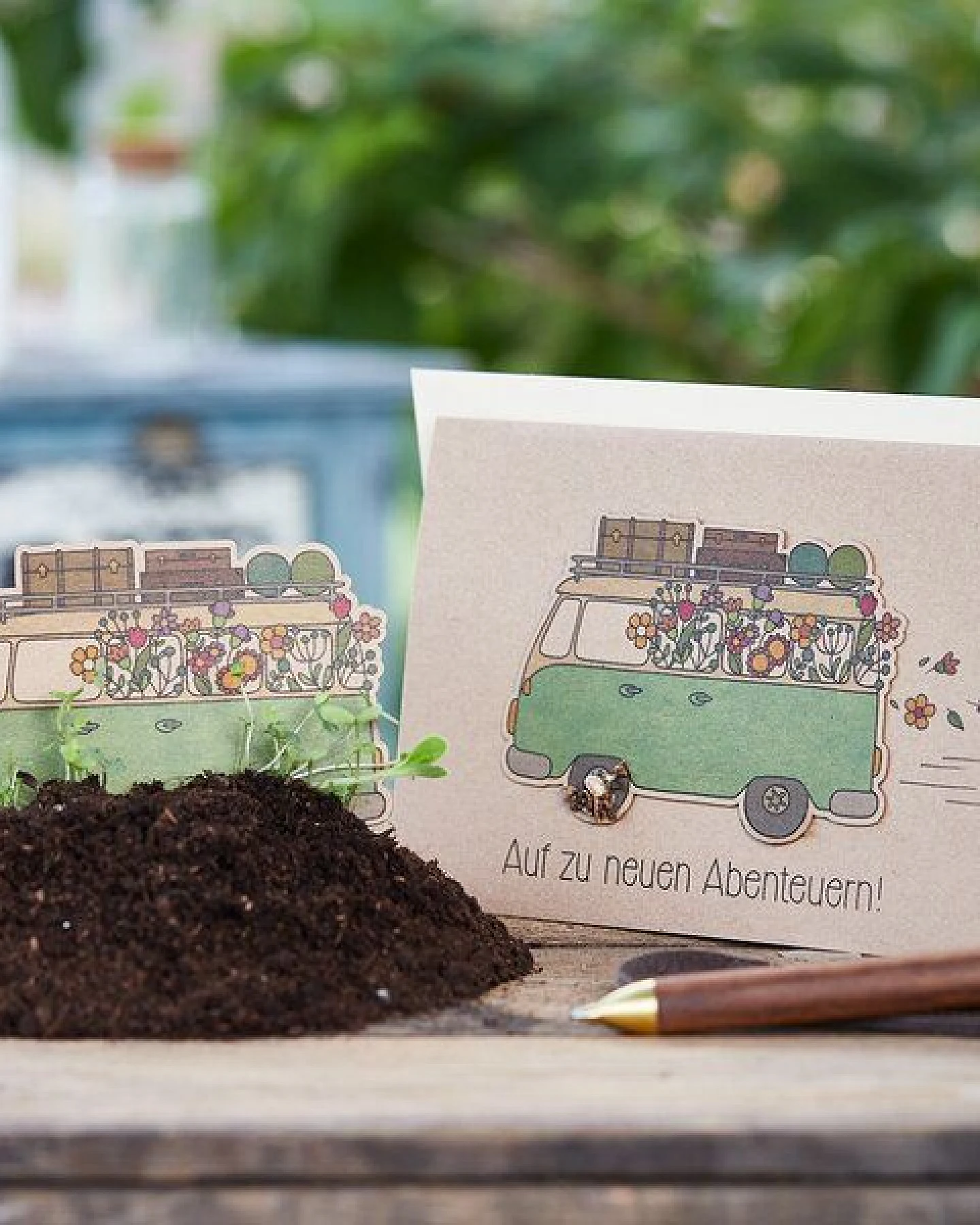 Die Stadtgärtner Grußkarte für Camper I VW Bus / Bulli mit Blumensamen zum Einpflanzen – Ansicht 3