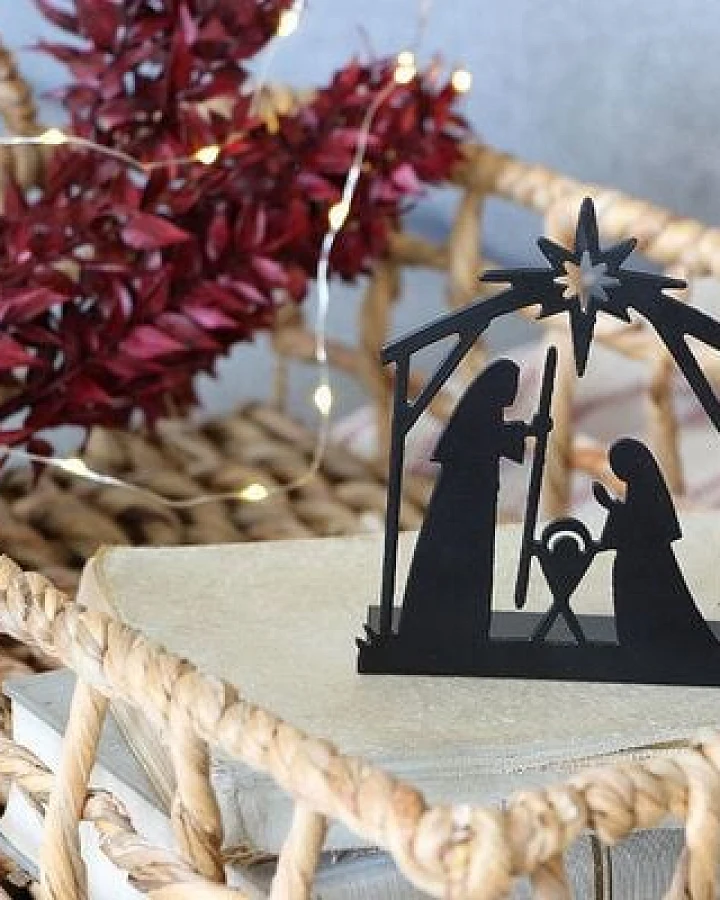 GLOBO Fair Trade Krippe STERN KLEIN, Eisenblech - Weihnachtsgeschichte, Teelicht, Deko