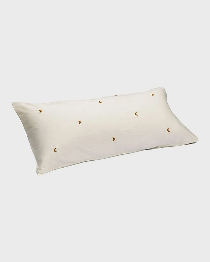 Kissenbezug Warm White/Ochre Moon "Yumeko aus Baumwollsatin
