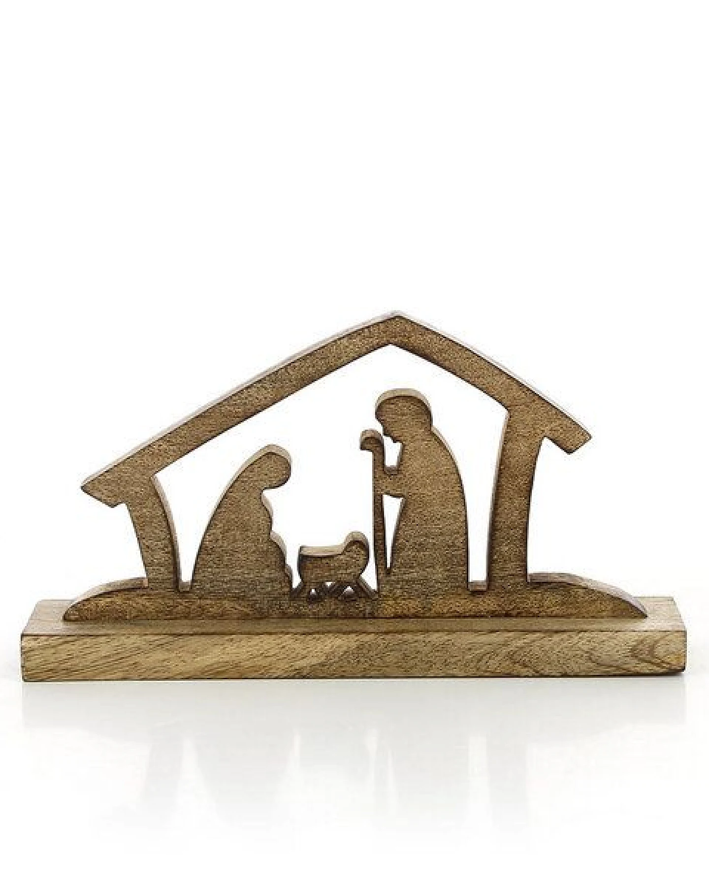 GLOBO Fair Trade Krippe NOEL, Mangoholz - Weihnachtsgeschichte, Teelicht, Deko – Ansicht 3