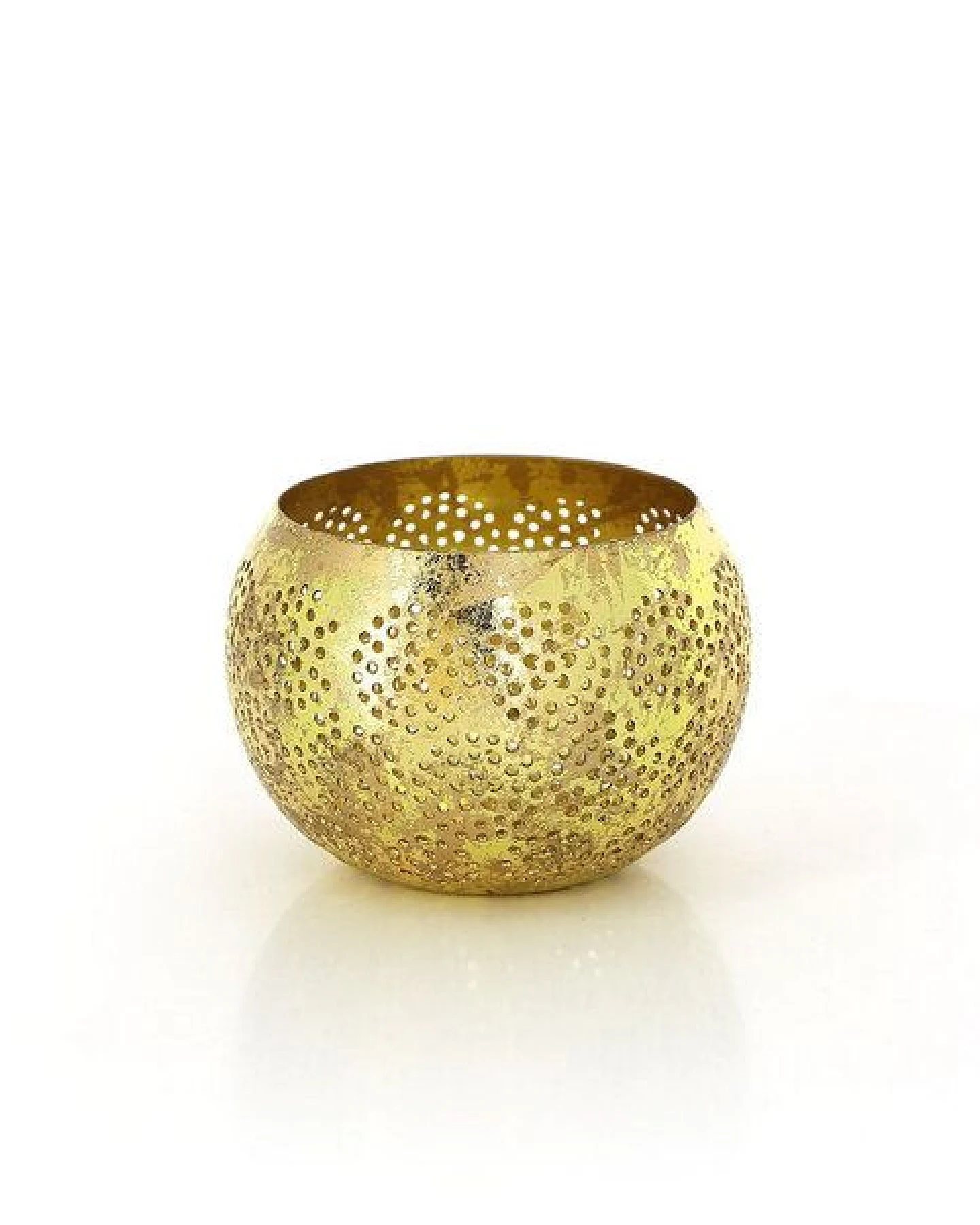 GLOBO Fair Trade Windlicht MANDALA GOLD aus Eisenblech, Fair Trade aus Indien – Ansicht 3