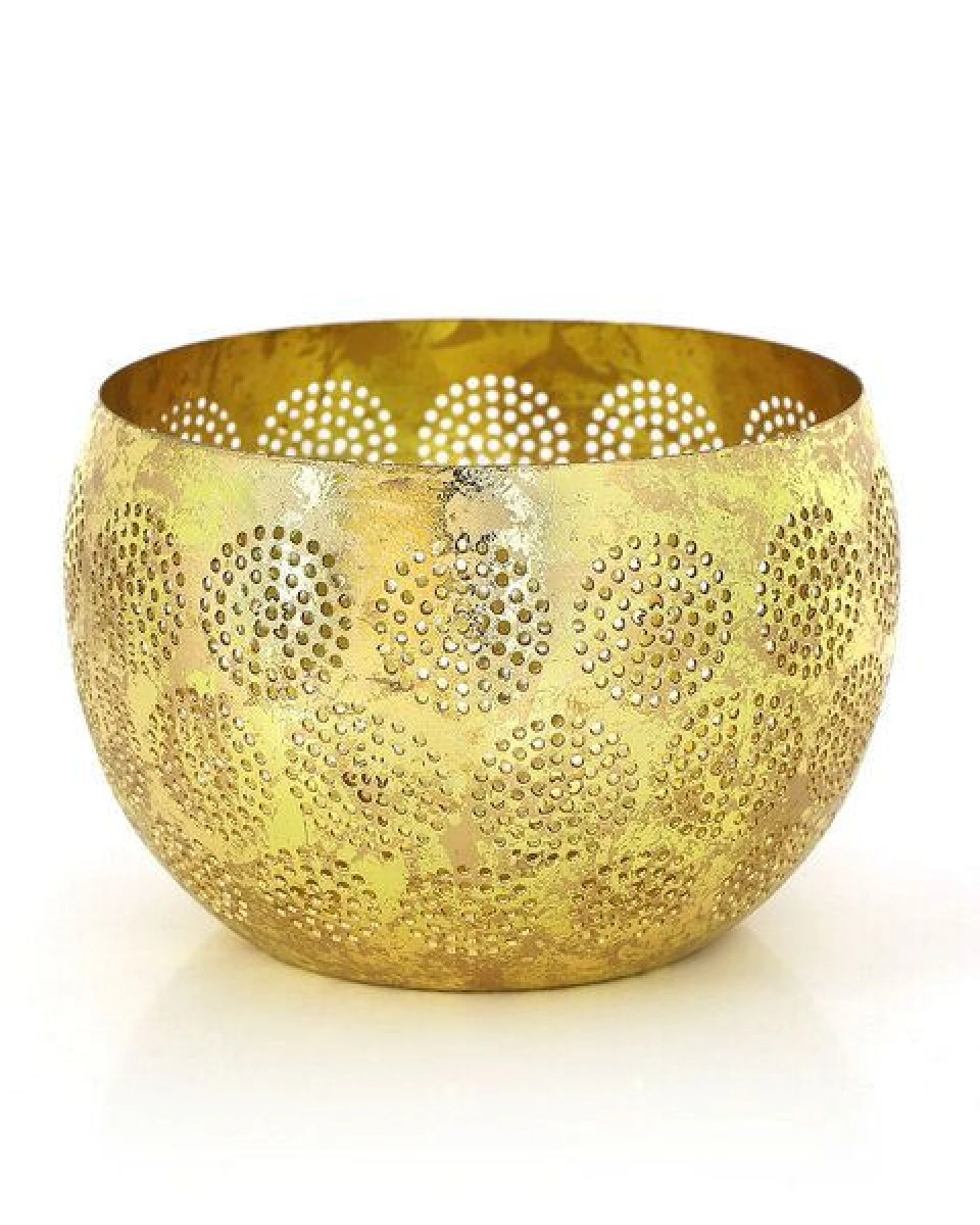 GLOBO Fair Trade Windlicht MANDALA GOLD aus Eisenblech, Fair Trade aus Indien – Ansicht 2