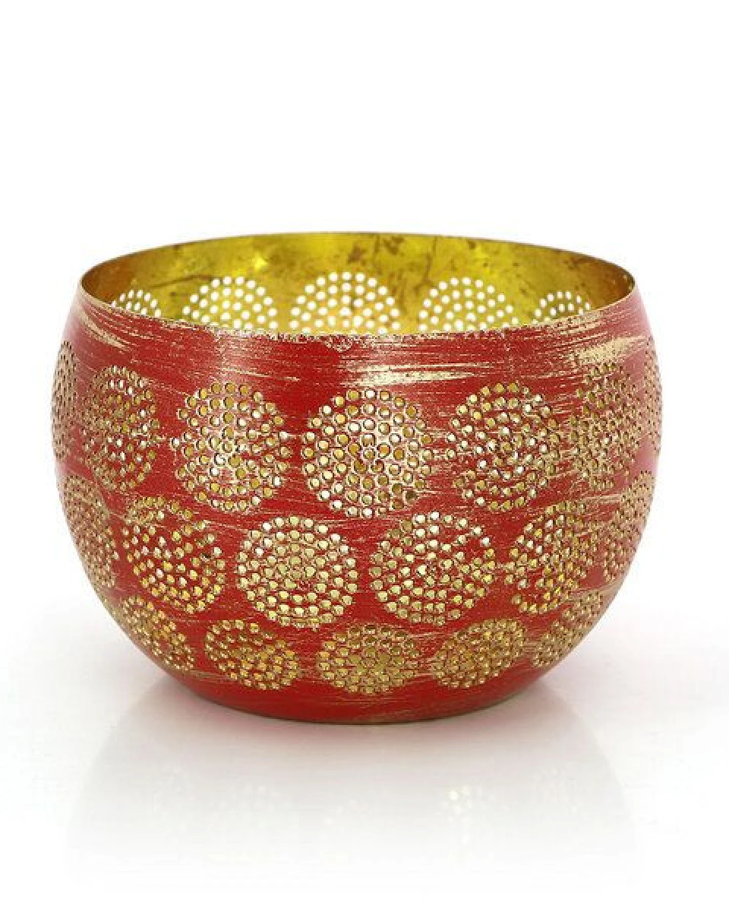 GLOBO Fair Trade Windlicht MANDALA ROT aus Eisenblech, Fair Trade aus Indien – Ansicht 2