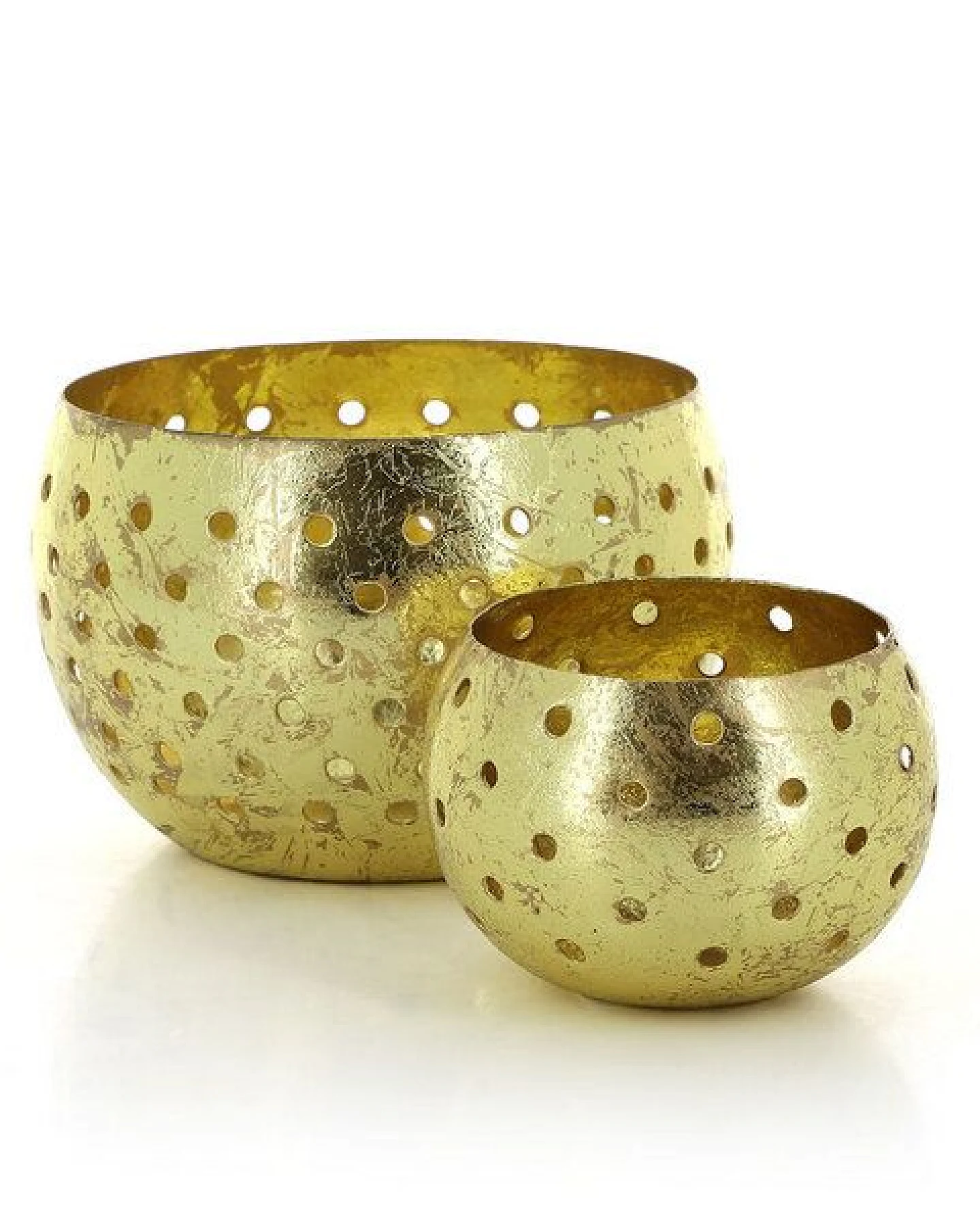 GLOBO Fair Trade Großes Windlicht DOTS GOLD aus Eisenblech, Fair Trade aus Indien – Ansicht 2