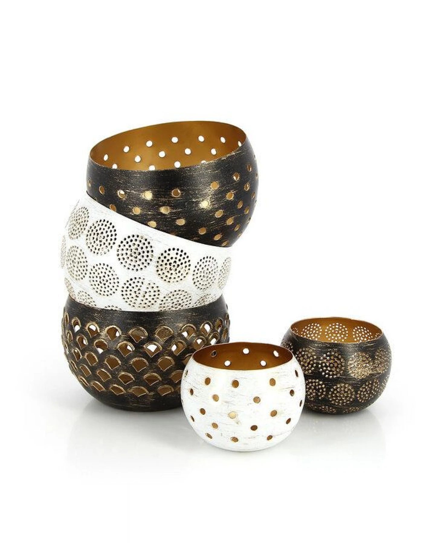 GLOBO Fair Trade Windlicht DOTS SCHWARZ aus Eisenblech, Fair Trade aus Indien – Ansicht 2