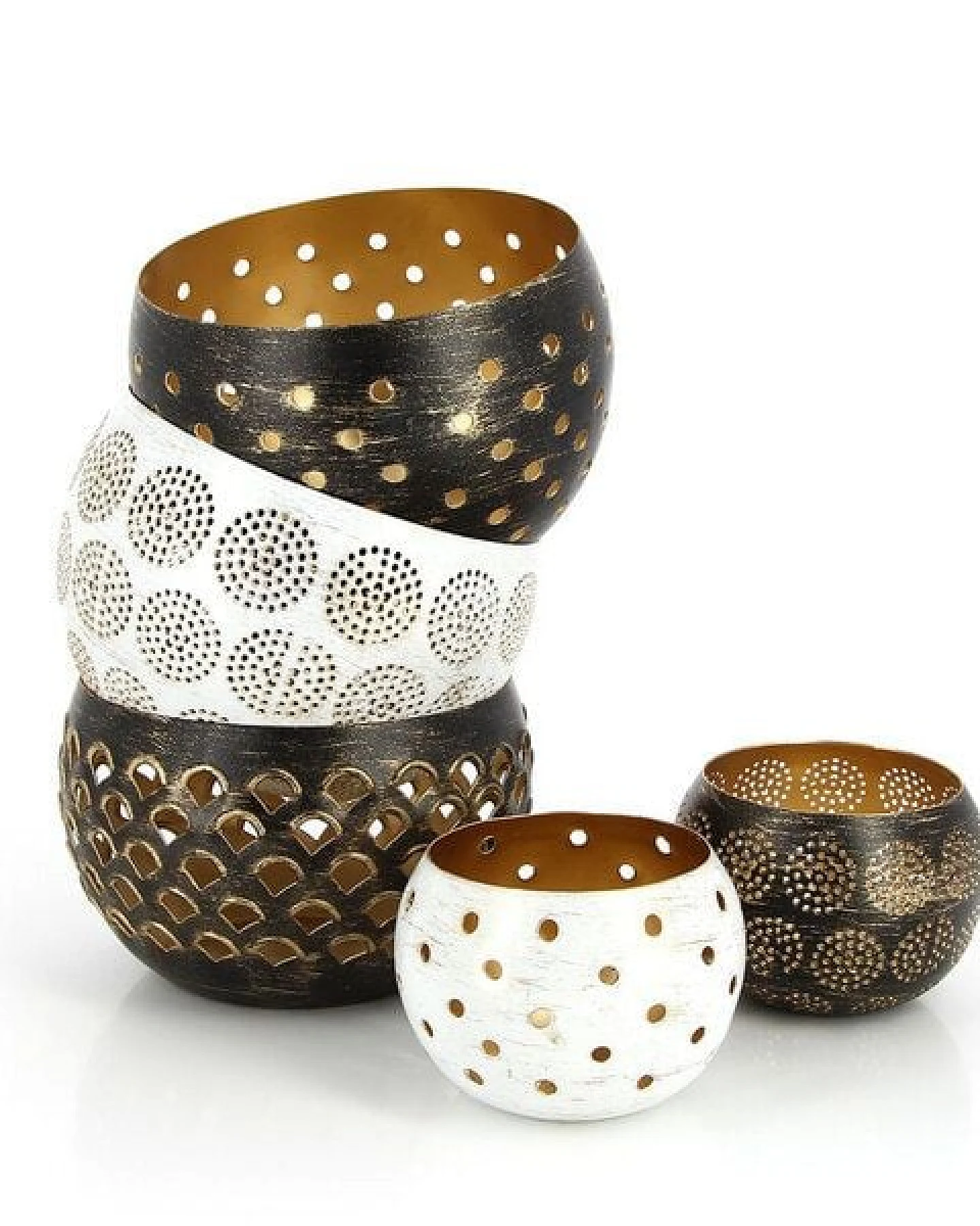 GLOBO Fair Trade Windlicht DOTS SCHWARZ aus Eisenblech, Fair Trade aus Indien – Ansicht 2