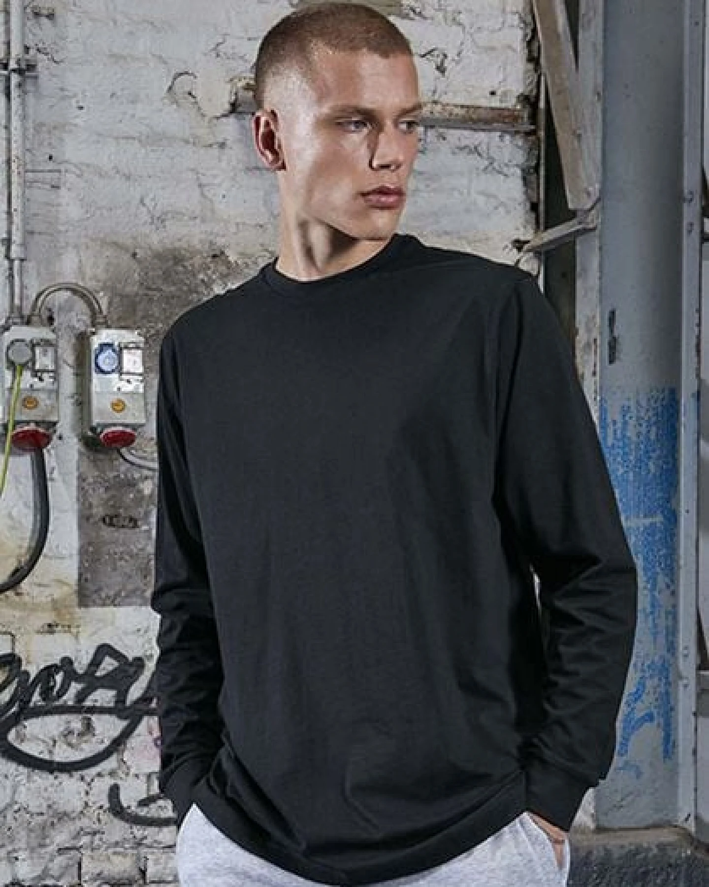 Build Your Brand Unisex Damen Herren Long Sweater Pullover langes Sweatshirt – Ansicht 2