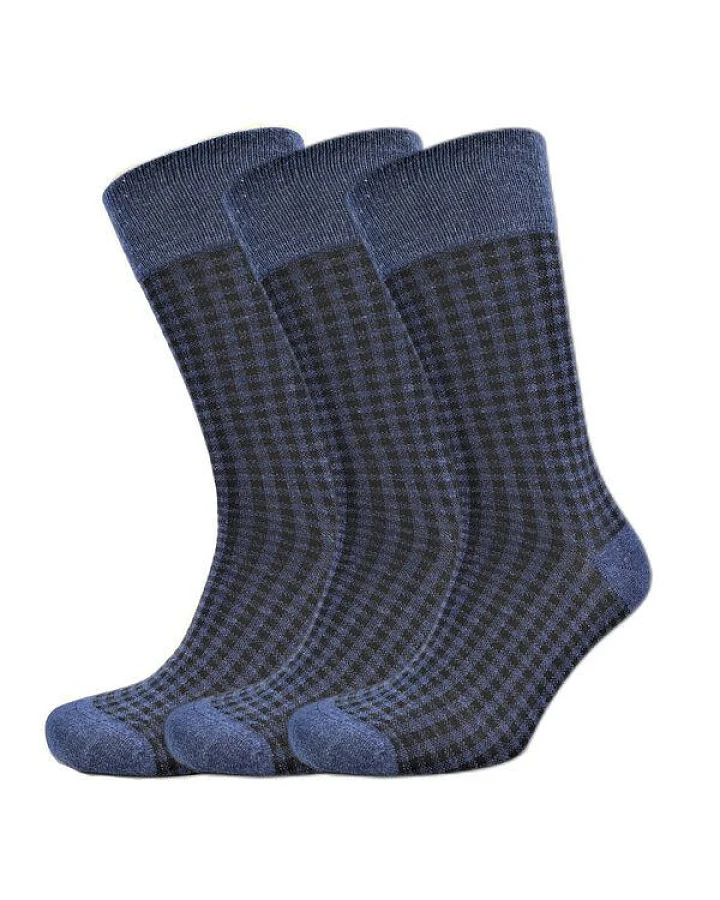 BLS Organic 3er Pack GOTS zertifiziert 98 % Bio-Baumwolle Quadrat Design Socken