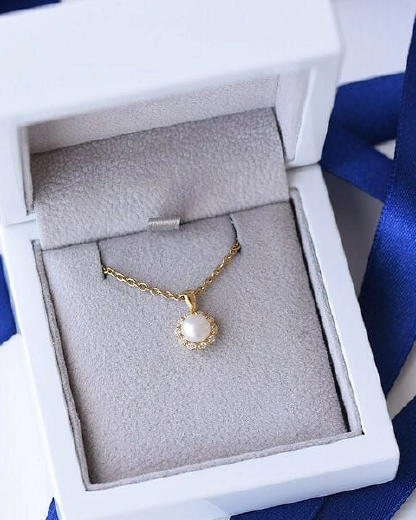 Eppi Goldene Halo-Halskette mit Perle und Diamanten Maviga – Ansicht 4