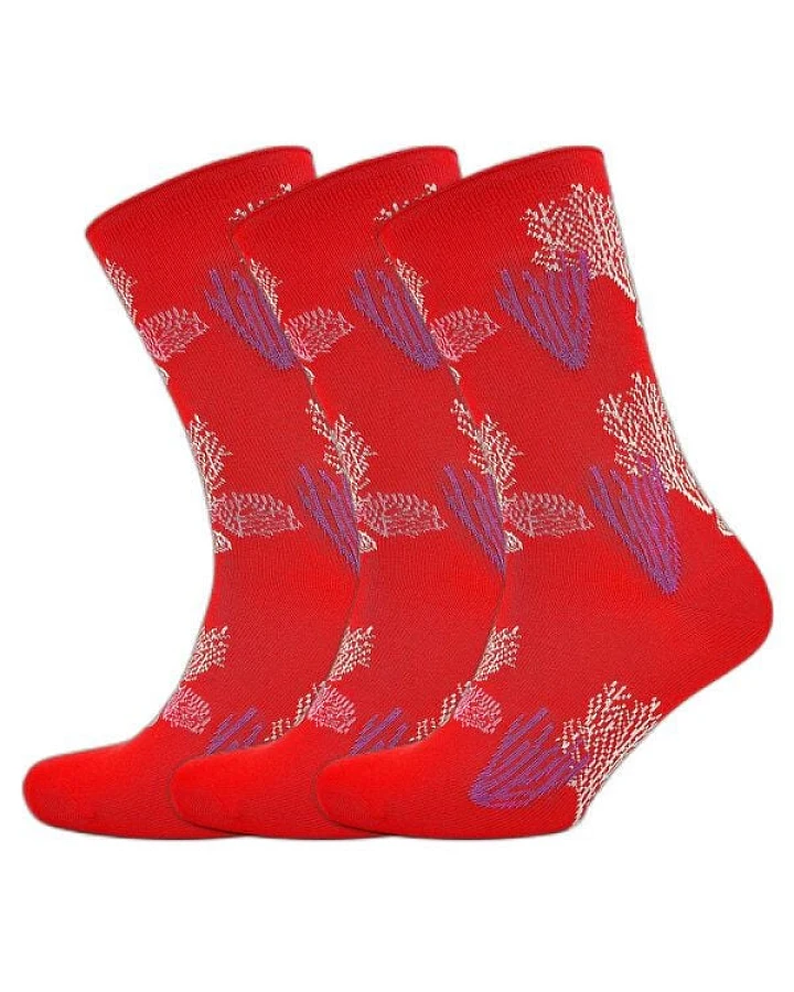 BLS Organic 3er Pack GOTS zertifiziert Damensocken mit Korallenmuster