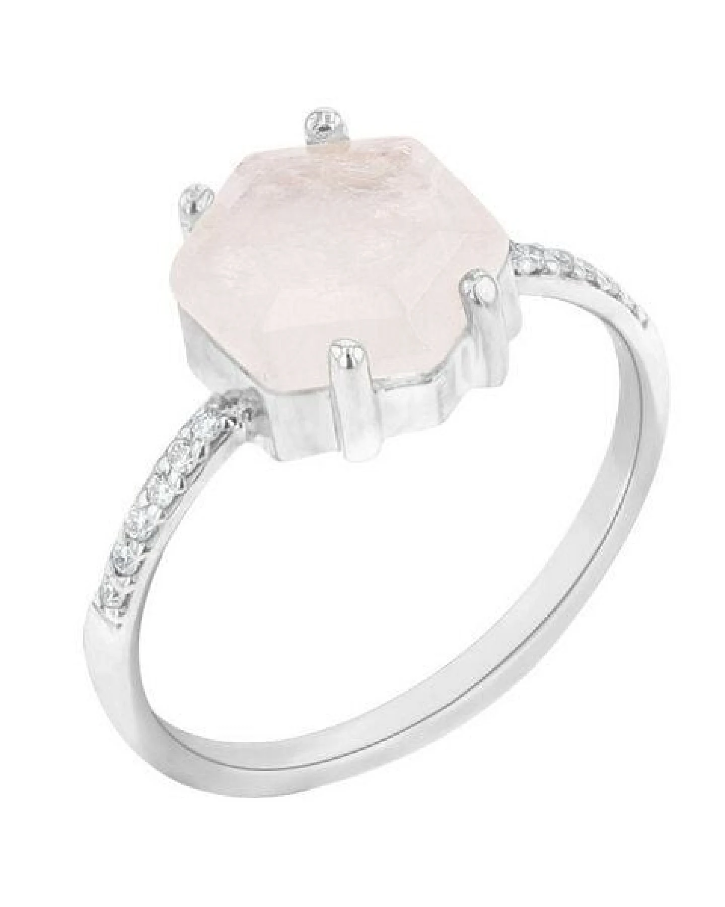 Eppi Verlobungsring mit Mondstein in Hexagon-Form und Diamanten Carrie – Ansicht 4