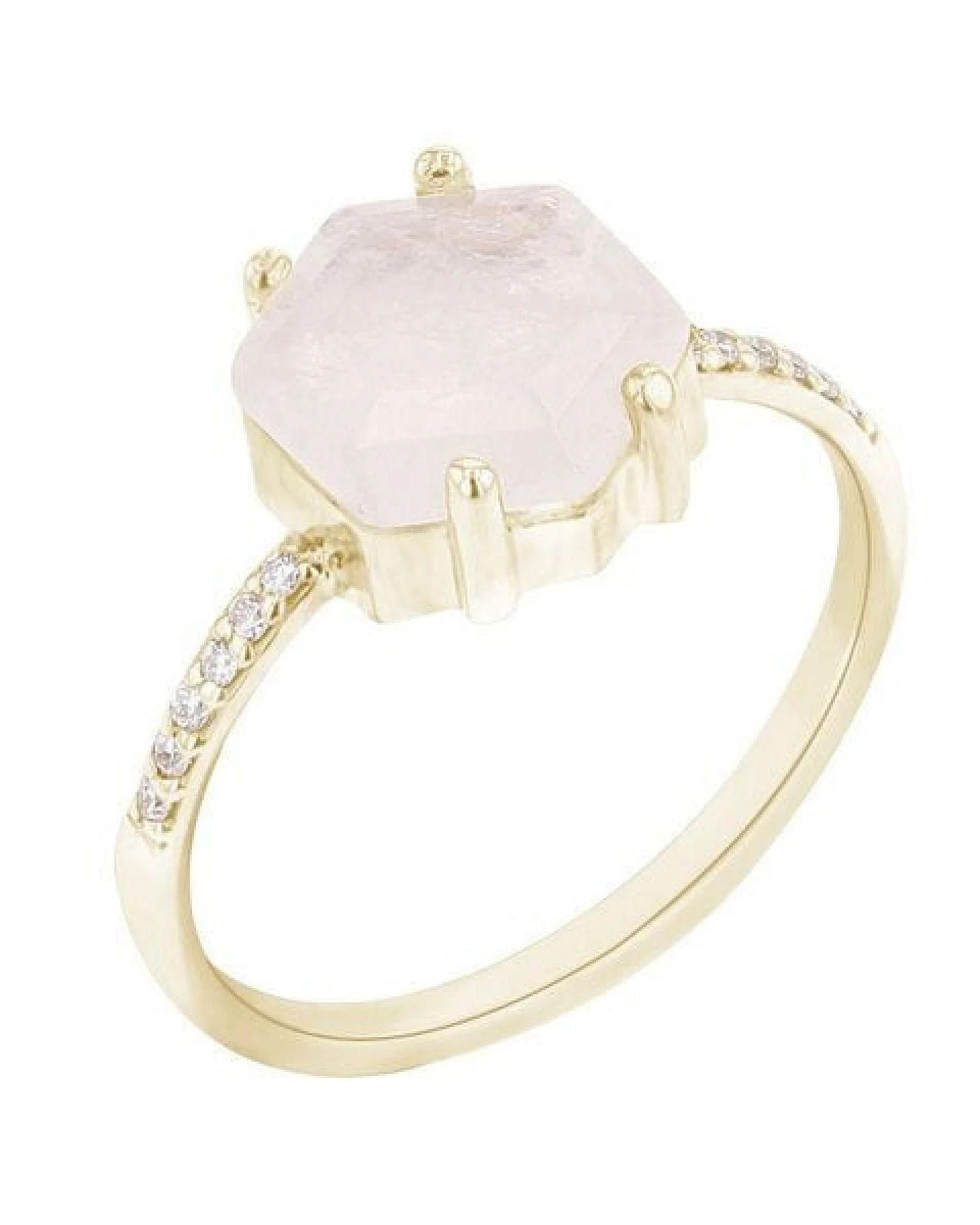 Eppi Verlobungsring mit Mondstein in Hexagon-Form und Diamanten Carrie – Ansicht 3
