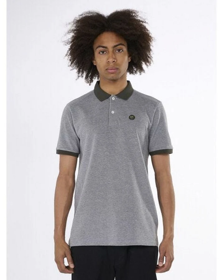 KnowledgeCotton Apparel Melange T-Shirt - Yarn dyed badge polo - aus Bio - Baumwolle
