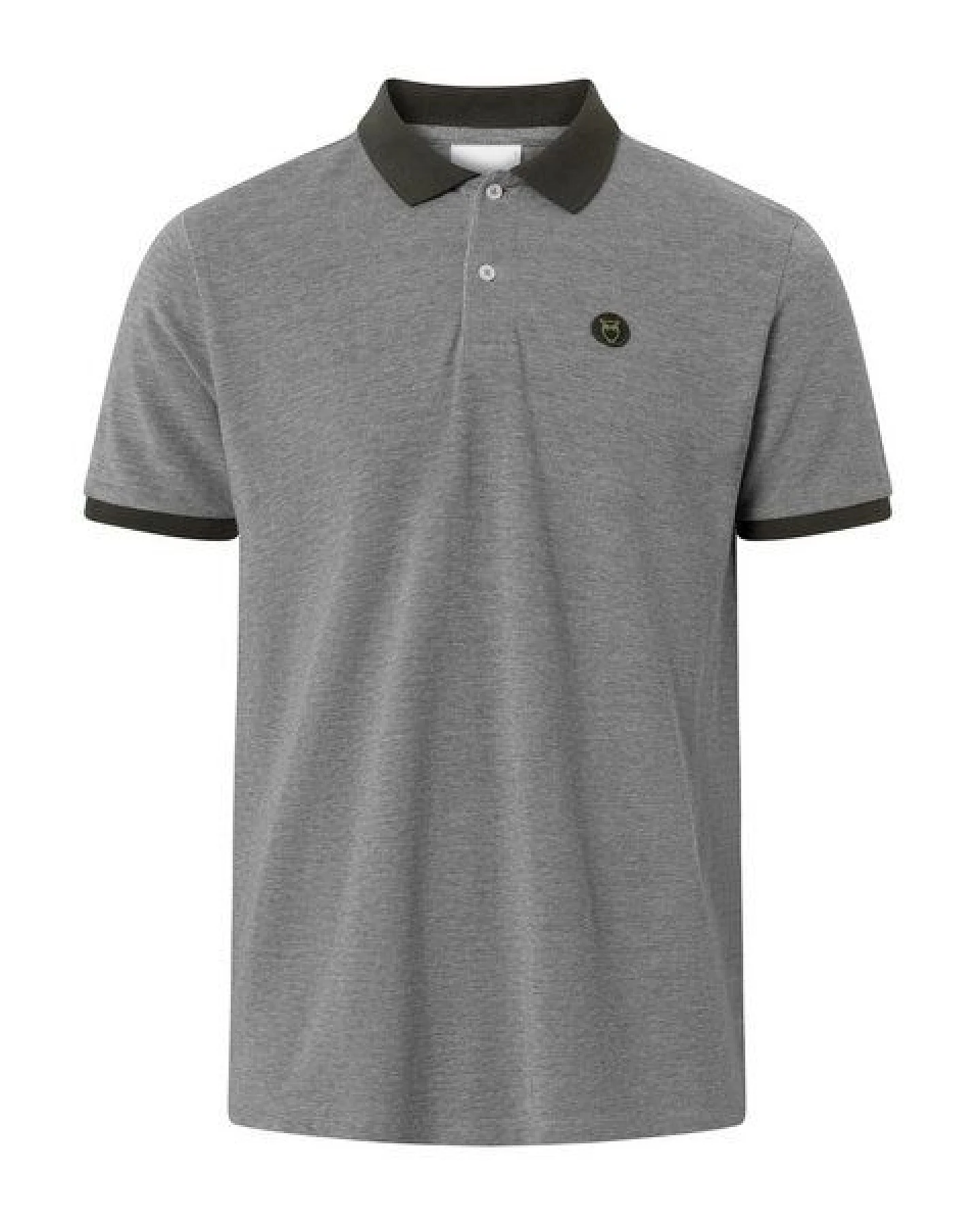 KnowledgeCotton Apparel Melange T-Shirt - Yarn dyed badge polo - aus Bio - Baumwolle – Ansicht 4