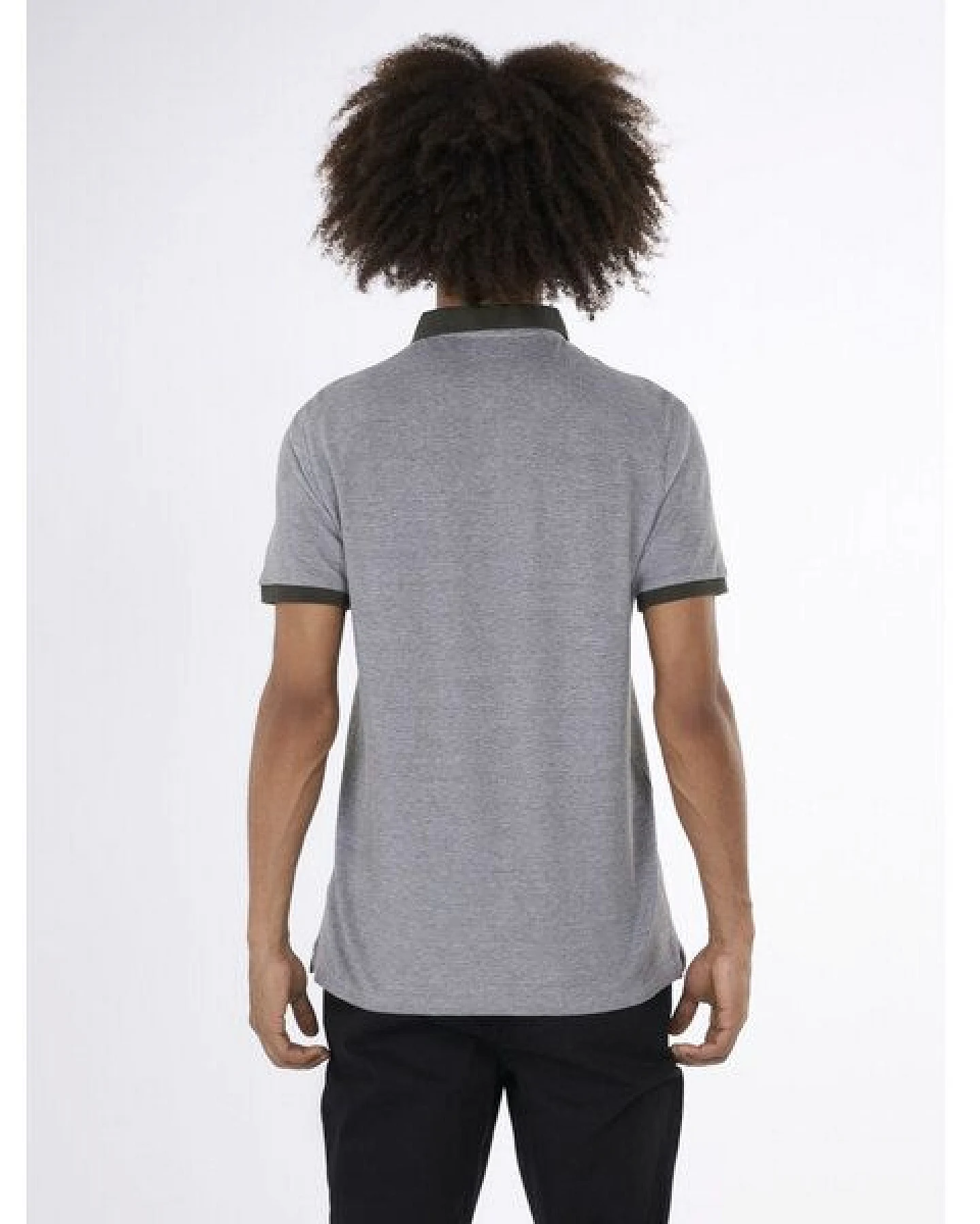 KnowledgeCotton Apparel Melange T-Shirt - Yarn dyed badge polo - aus Bio - Baumwolle – Ansicht 2