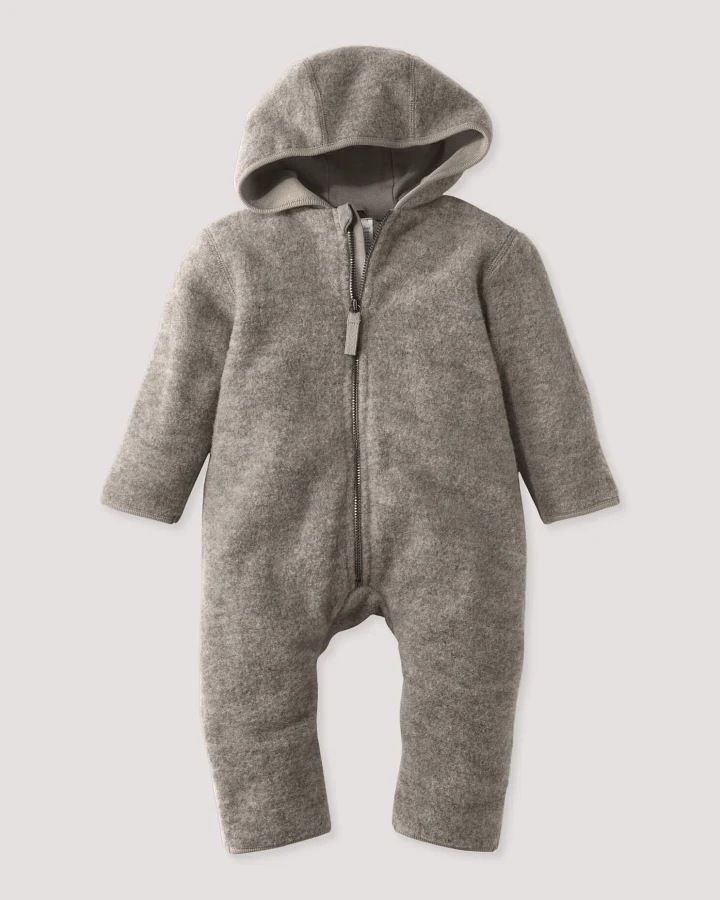 hessnatur Baby Wollfleece Overall aus Bio-Merinowolle - grau - Größe 74/80