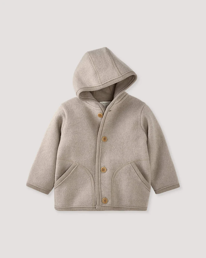 hessnatur Baby Wollwalk Jacke aus Bio-Merinowolle - beige - Größe 62/68