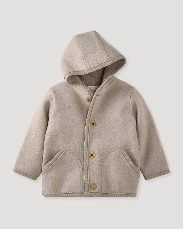 hessnatur Baby Wollwalk Jacke aus Bio-Merinowolle - beige - Größe 62/68