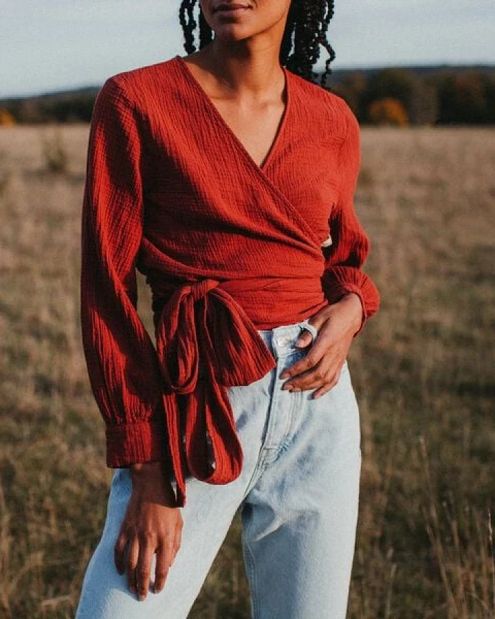 NORDLICHT Musselin Wickelbluse Freda aus 100% Bio-Baumwolle