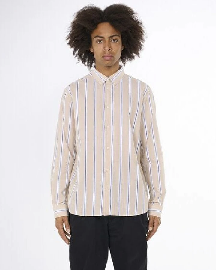 KnowledgeCotton Apparel Hemd gestreift - Relaxed fit striped cotton shirt - aus Bio-Baumwolle