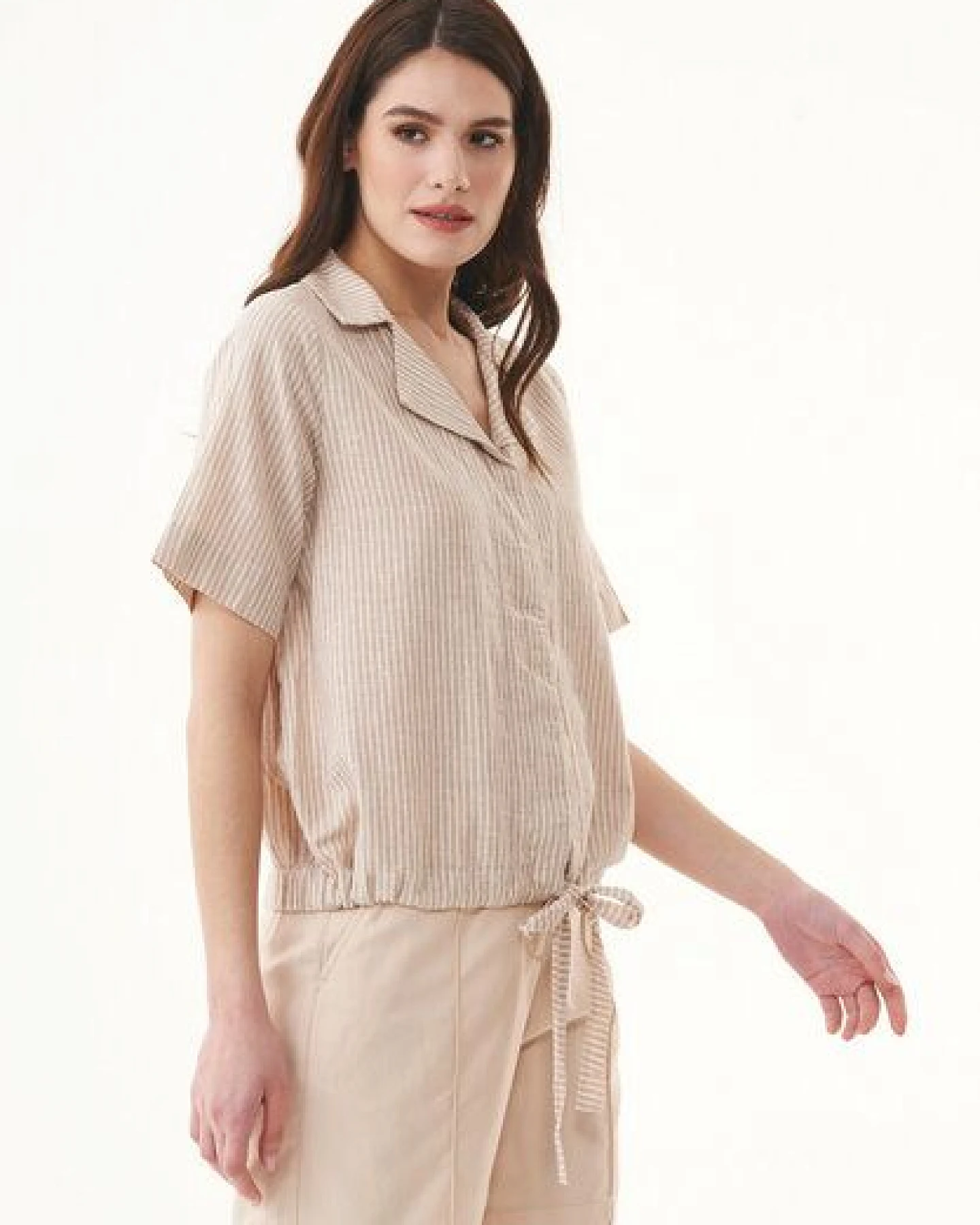 ORGANICATION Bluse aus Bio-Baumwolle und Leinen – Ansicht 3
