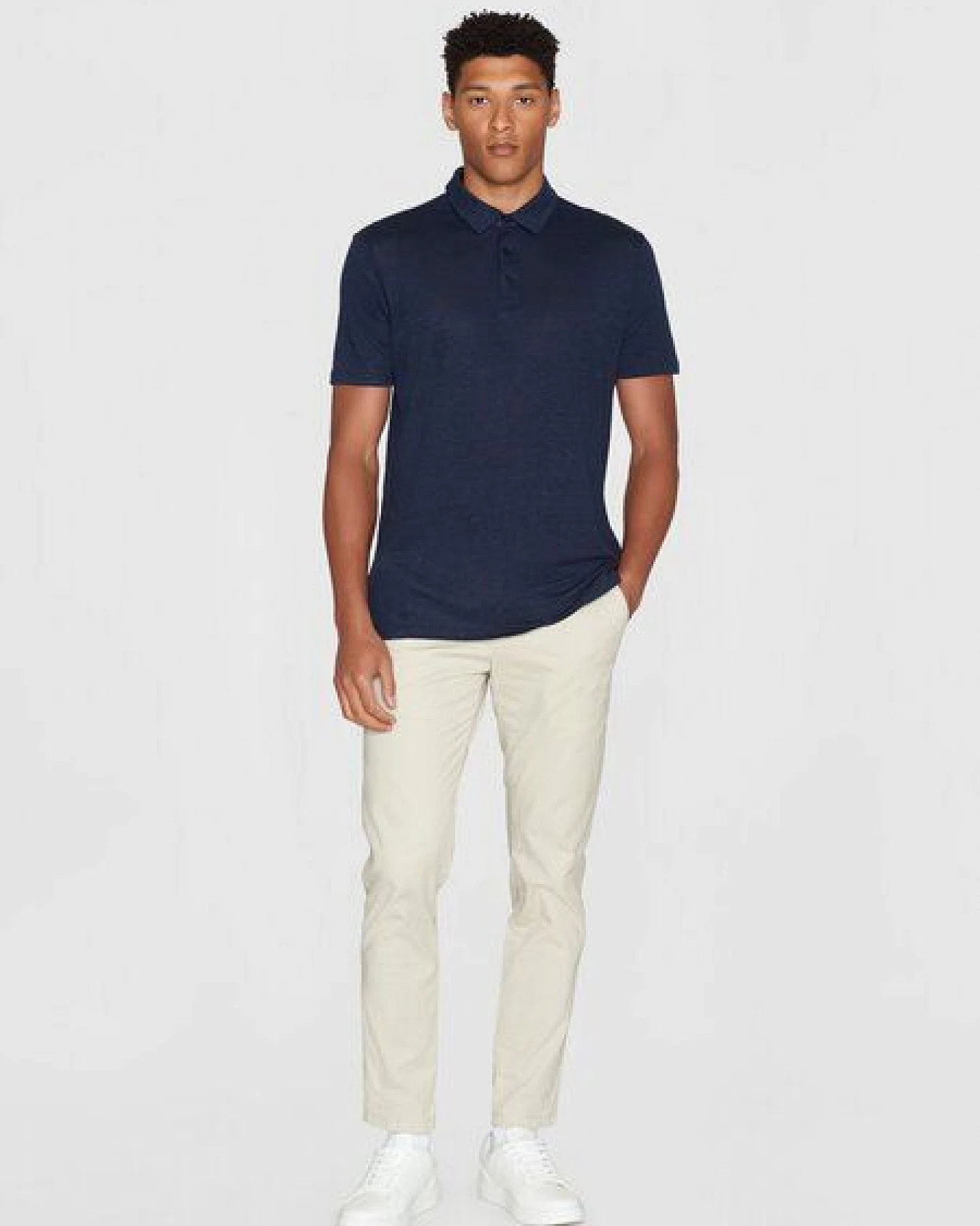 KnowledgeCotton Apparel Poloshirt - Linen polo - aus Leinen – Ansicht 3