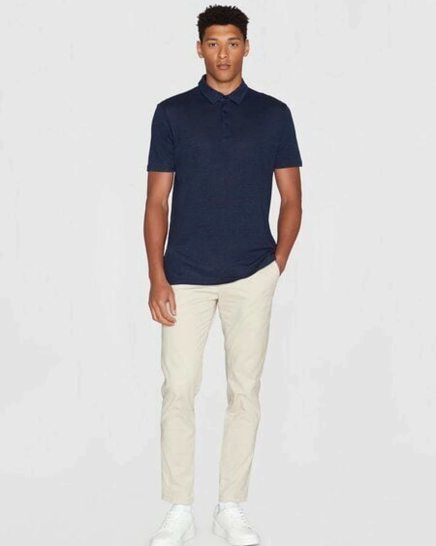 KnowledgeCotton Apparel Poloshirt - Linen polo - aus Leinen – Ansicht 3