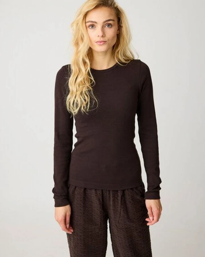 KnowledgeCotton Apparel Langarmshirt - Rib Scoop neck long sleeved - aus Bio-Baumwolle