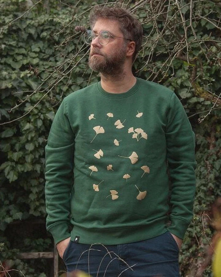 päfjes Ginkgo / Ginkgoblätter in gold - Fair Wear Unisex Sweater - Grün
