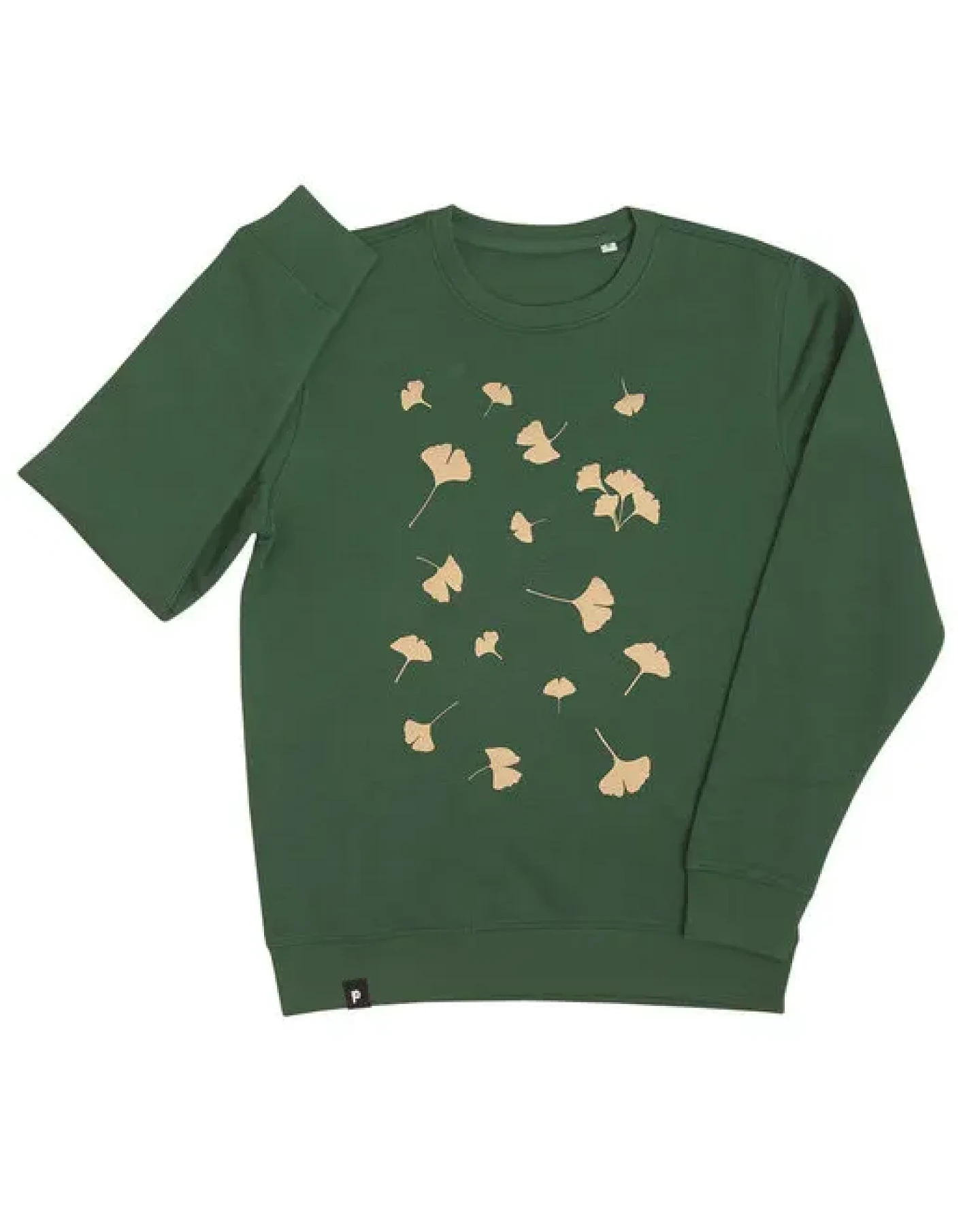 päfjes Ginkgo / Ginkgoblätter in gold - Fair Wear Unisex Sweater - Grün – Ansicht 2