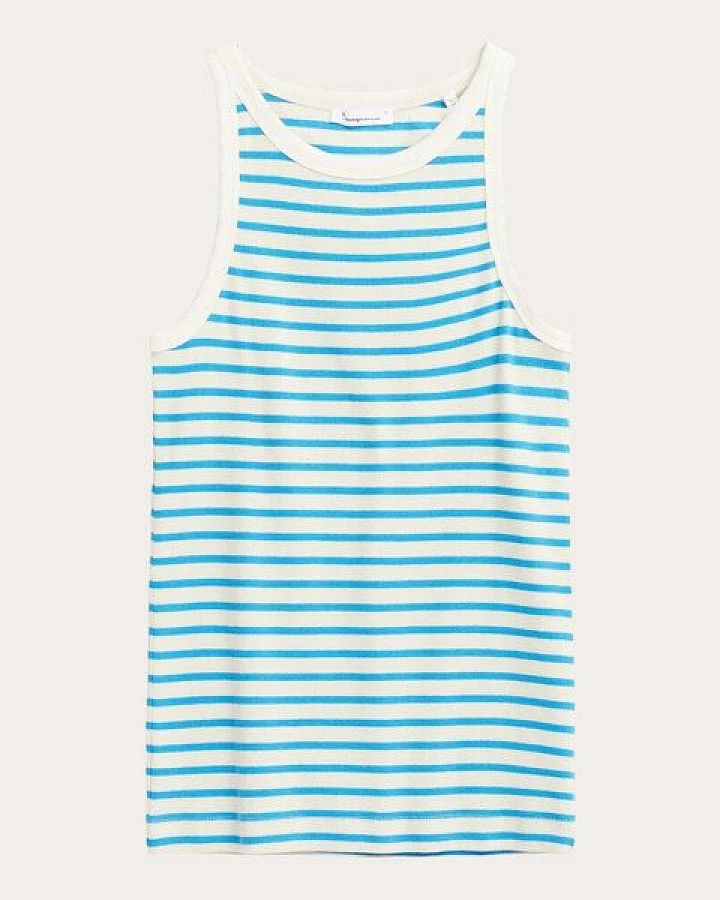KnowledgeCotton Apparel Tanktop - Striped racer rib top - aus Bio-Baumwolle