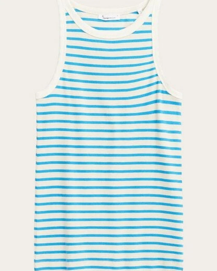 KnowledgeCotton Apparel Tanktop - Striped racer rib top - aus Bio-Baumwolle