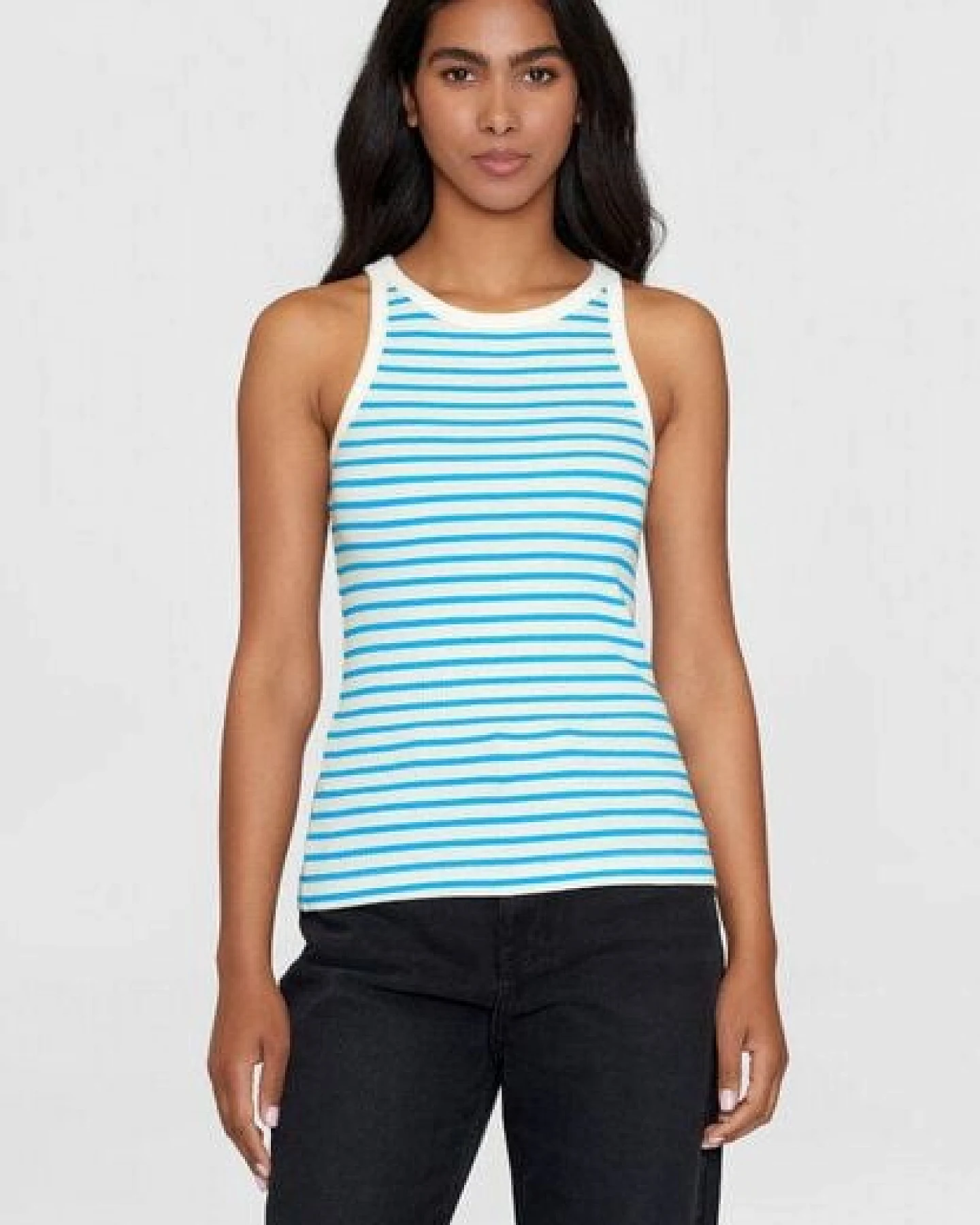 KnowledgeCotton Apparel Tanktop - Striped racer rib top - aus Bio-Baumwolle – Ansicht 2