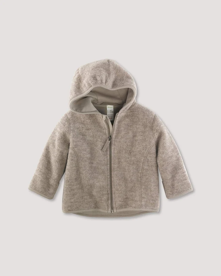 hessnatur Baby Wollfleece Jacke aus Bio-Merinowolle - grau - Größe 62/68