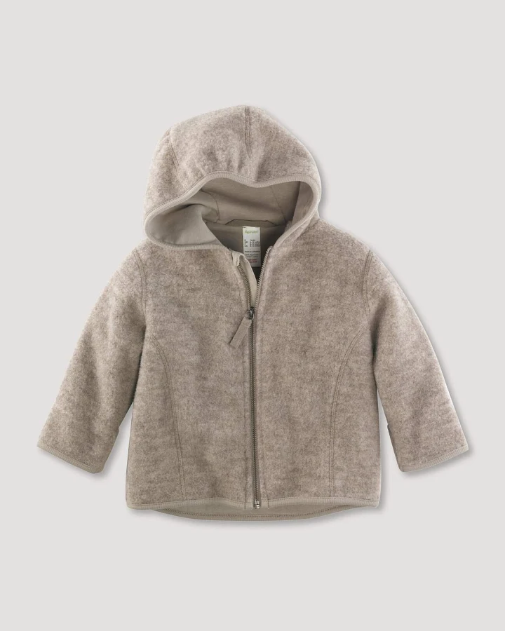 hessnatur Baby Wollfleece Jacke aus Bio-Merinowolle - grau - Größe 74/80