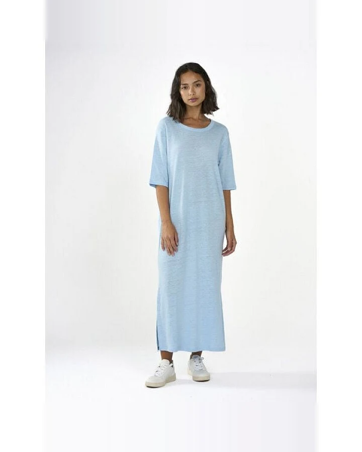KnowledgeCotton Apparel Leinenkleid - Linen short sleeved t-shirt dress - GOTS/Vegan