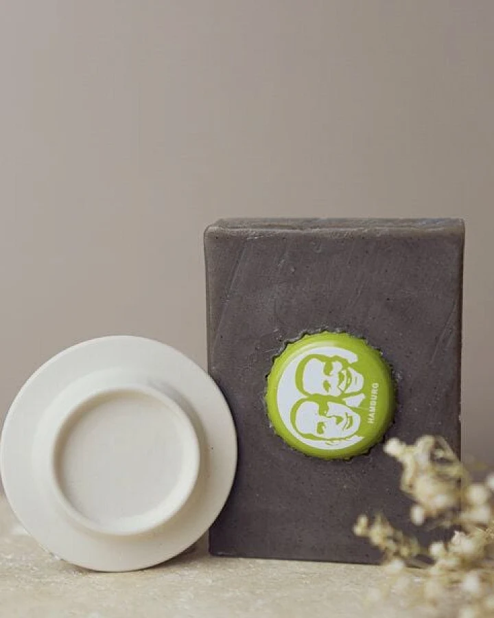Hello Simple Dusch-Set: Magnetischer Seifenhalter Creme & Nordmoor Seife