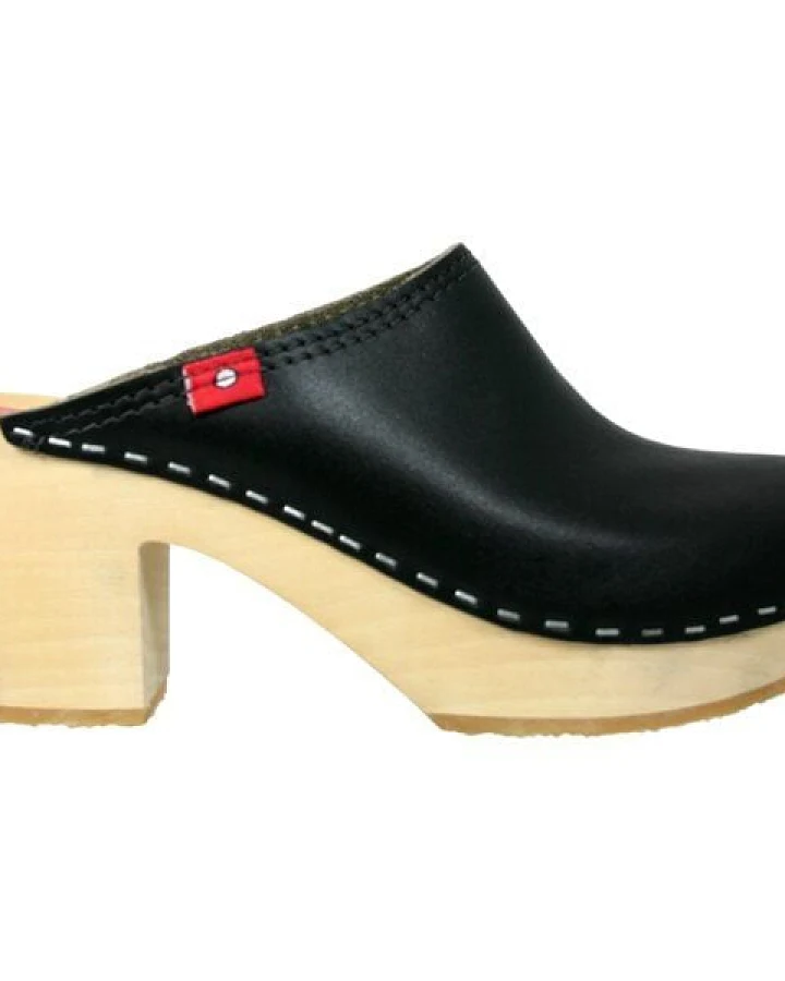 Klox New York - High Heel Holzclog mit pflanzlich gegerbtem Leder