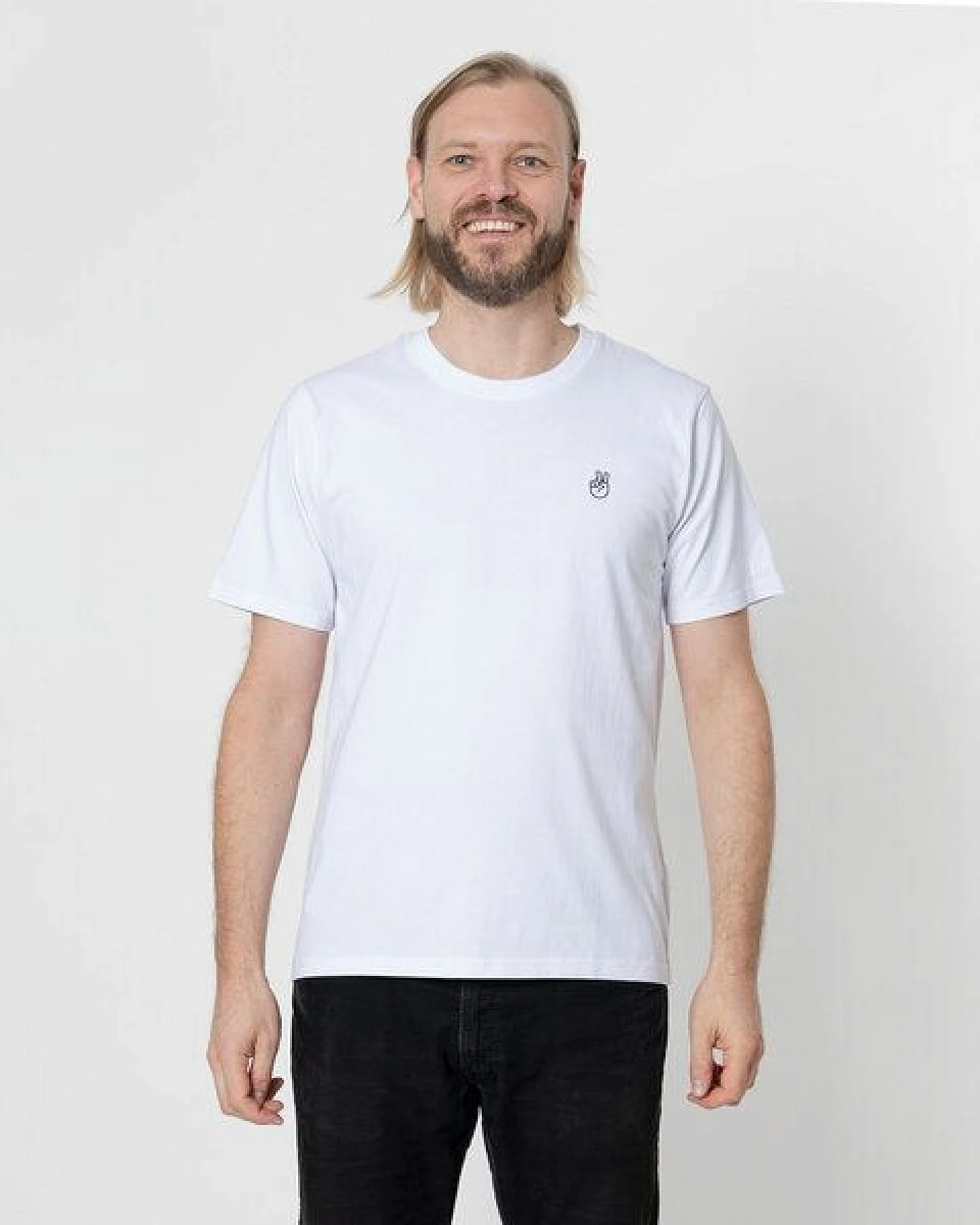 Fyngers Unisex T-Shirt aus Biobaumwolle - Modell PEACE mit gestickter Veredelung – Ansicht 2
