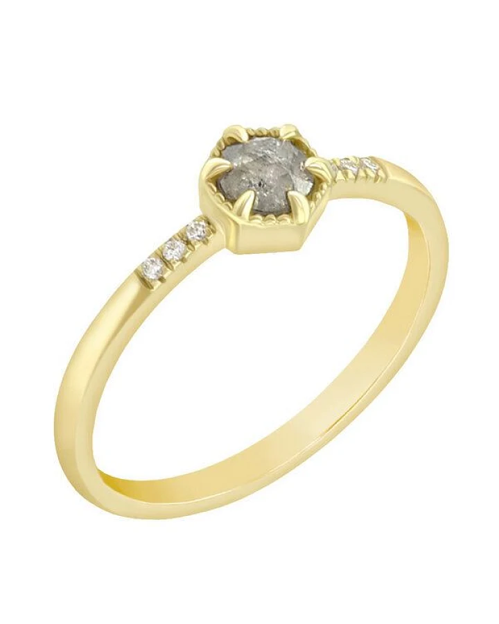 Eppi Goldring mit gelben Salt'n'Pepper Diamant Granella