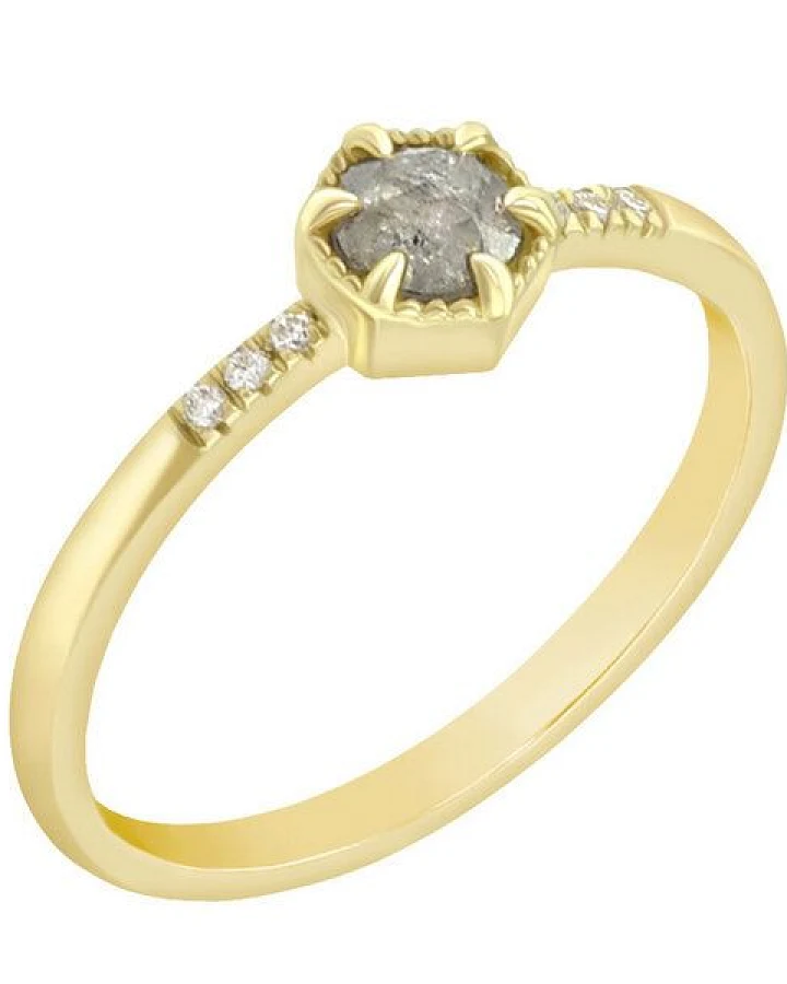 Eppi Goldring mit gelben Salt'n'Pepper Diamant Granella