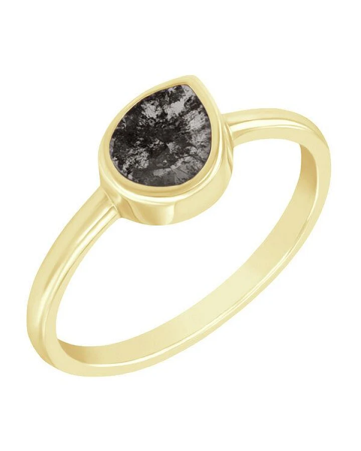 Eppi Goldener Ring mit Salt´n´Pepper Pear-Diamant Luna