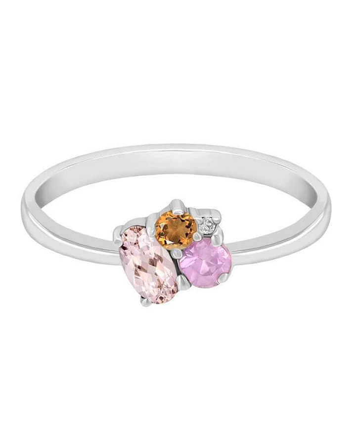 Eppi Cluster-Ring mit Morganit, Saphir, Citrin und Diamant Bluma