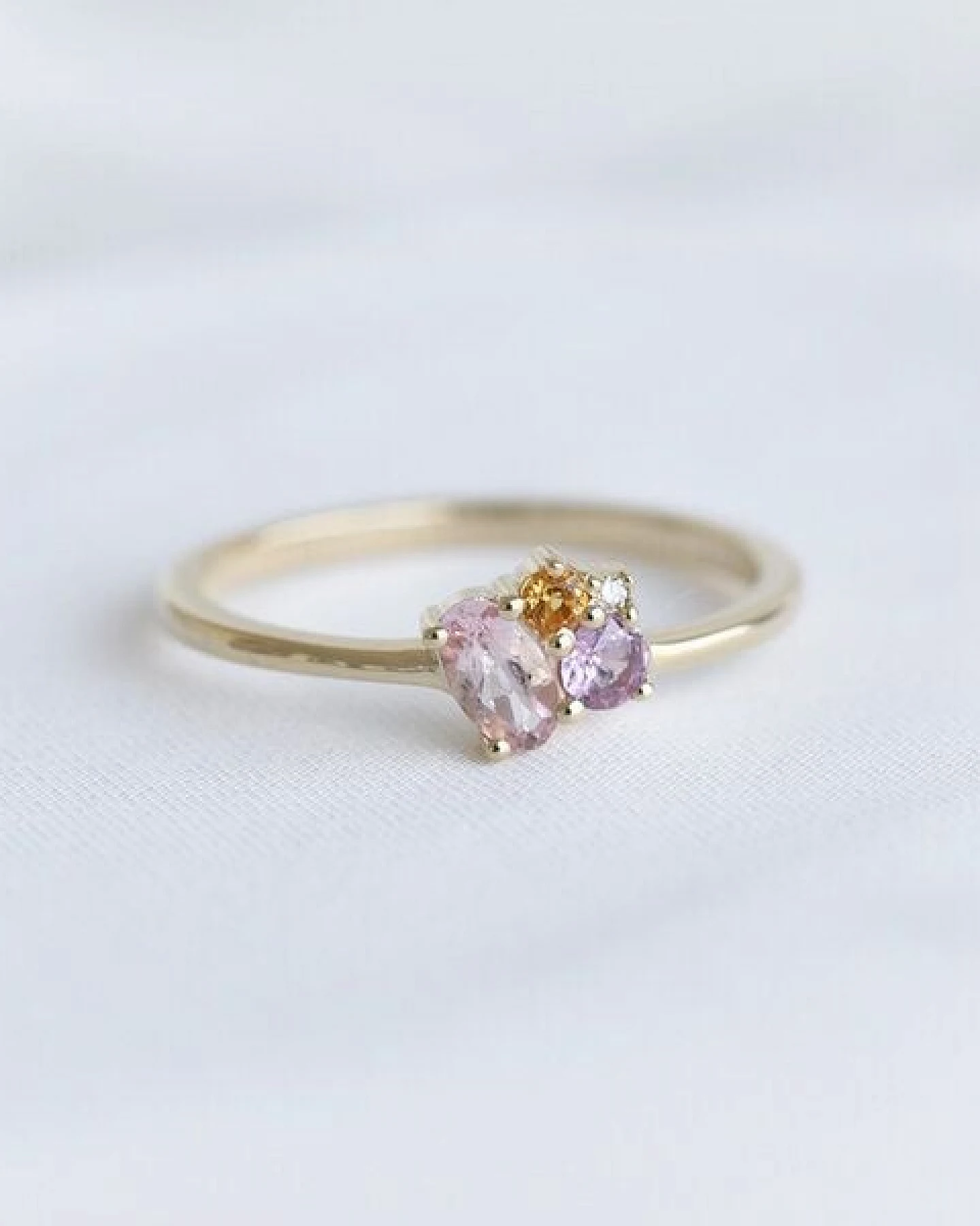 Eppi Cluster-Ring mit Morganit, Saphir, Citrin und Diamant Bluma – Ansicht 2